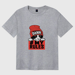 Футболка оверсайз женская Damn my rules, цвет: меланж