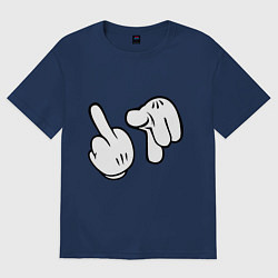 Футболка оверсайз женская Hands - fuck you, цвет: тёмно-синий