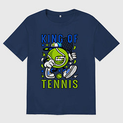 Футболка оверсайз женская Король тенниса мяч с ракеткой, цвет: тёмно-синий