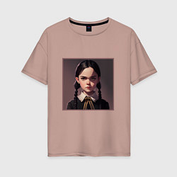 Футболка оверсайз женская Wednesday Addams childhood, цвет: пыльно-розовый