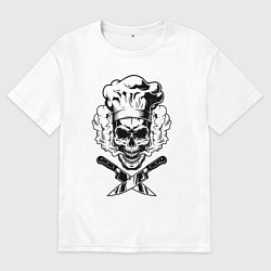 Футболка оверсайз женская The cooks skull, цвет: белый