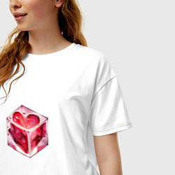 Футболка оверсайз женская Сердце в кубе, цвет: белый — фото 2