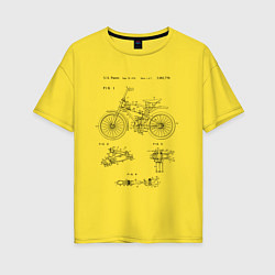 Футболка оверсайз женская Винтажный велосипед патент, цвет: желтый