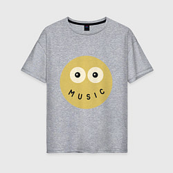 Футболка оверсайз женская Music smile, цвет: меланж