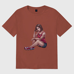 Футболка оверсайз женская Не завидуй, а вдохновляйся, цвет: кирпичный