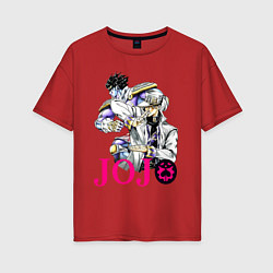 Футболка оверсайз женская Star Platinum stand of Jotaro Kujo, цвет: красный