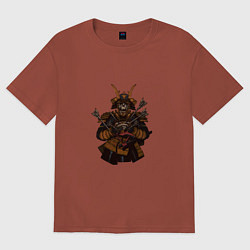 Женская футболка оверсайз Скелет самурая