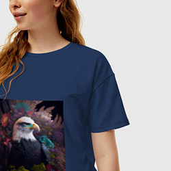 Футболка оверсайз женская Цветущий орел, цвет: тёмно-синий — фото 2