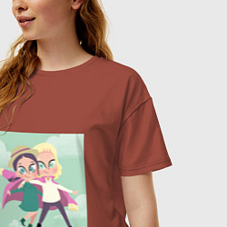 Футболка оверсайз женская Софи и Хаул милые Ходячий замок, цвет: кирпичный — фото 2