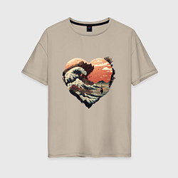 Футболка оверсайз женская Волнение сердца, цвет: миндальный