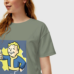 Футболка оверсайз женская Волт-Бой с пальцем вверх, цвет: авокадо — фото 2