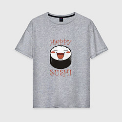Футболка оверсайз женская Smiling sushi, цвет: меланж