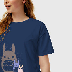 Футболка оверсайз женская Малыши Тоторо, цвет: тёмно-синий — фото 2