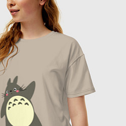 Футболка оверсайз женская Hello Totoro, цвет: миндальный — фото 2