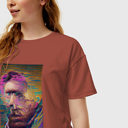 Футболка оверсайз женская Vincent Van Gogh - автопортрет - нейросеть, цвет: кирпичный — фото 2