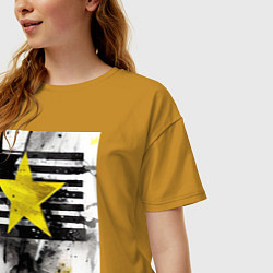 Футболка оверсайз женская Желтая звезда на полосах, цвет: горчичный — фото 2