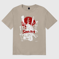 Футболка оверсайз женская Белый самурай ранен стрелами, цвет: миндальный