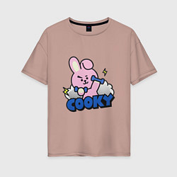 Футболка оверсайз женская Cooky BT21 Jungkook, цвет: пыльно-розовый