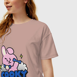 Футболка оверсайз женская Cooky BT21 Jungkook, цвет: пыльно-розовый — фото 2
