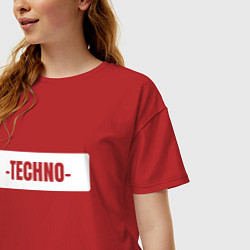 Футболка оверсайз женская Техно рамка минимализм, цвет: красный — фото 2