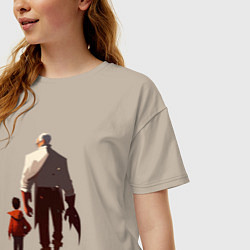 Футболка оверсайз женская Седой отец и молодой сын, цвет: миндальный — фото 2