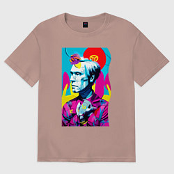 Футболка оверсайз женская Энди Уорхол - автопортрет - нейросеть, цвет: пыльно-розовый