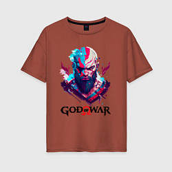 Футболка оверсайз женская God of War, Kratos, цвет: кирпичный