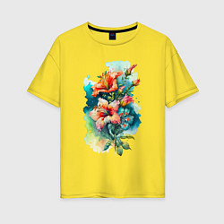 Футболка оверсайз женская Весенний цветок, цвет: желтый