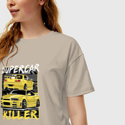 Футболка оверсайз женская Supercar killer, цвет: миндальный — фото 2