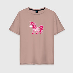 Женская футболка оверсайз Розовый мультяшный единорог