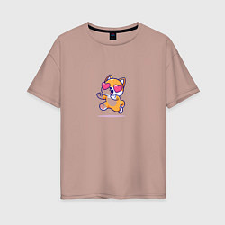Футболка оверсайз женская Влюбленный котяра, цвет: пыльно-розовый