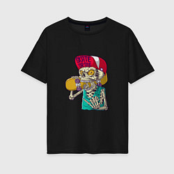 Футболка оверсайз женская Skate or die, цвет: черный