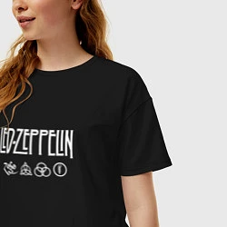 Футболка оверсайз женская Led Zeppelin символы, цвет: черный — фото 2