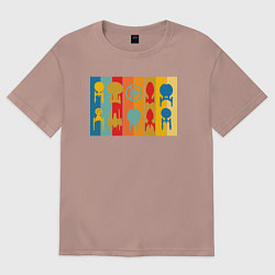 Футболка оверсайз женская Звездный путь корабли, цвет: пыльно-розовый