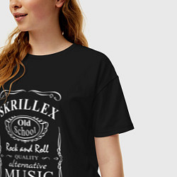 Футболка оверсайз женская Skrillex в стиле Jack Daniels, цвет: черный — фото 2