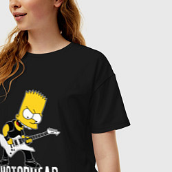 Футболка оверсайз женская Motorhead Барт Симпсон рокер, цвет: черный — фото 2