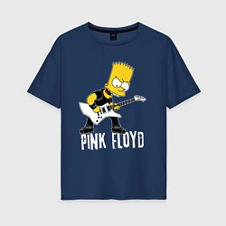 Футболка оверсайз женская Pink Floyd Барт Симпсон рокер, цвет: тёмно-синий