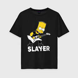 Футболка оверсайз женская Slayer Барт Симпсон рокер, цвет: черный