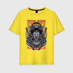 Футболка оверсайз женская Ирезуми Mecha Geisha, цвет: желтый