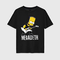 Футболка оверсайз женская Megadeth Барт Симпсон рокер, цвет: черный