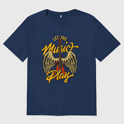 Футболка оверсайз женская Гитара и крылья, цвет: тёмно-синий