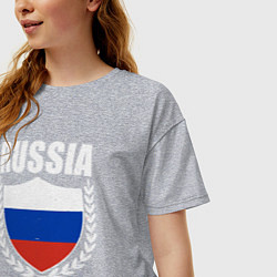 Футболка оверсайз женская Российский щит, цвет: меланж — фото 2
