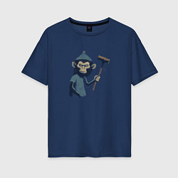 Футболка оверсайз женская Monkey with a hammer, цвет: тёмно-синий
