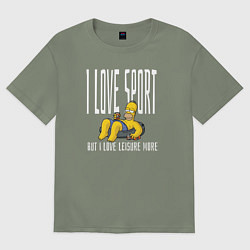 Футболка оверсайз женская Я люблю спорт, но отдыхать люблю больше, цвет: авокадо
