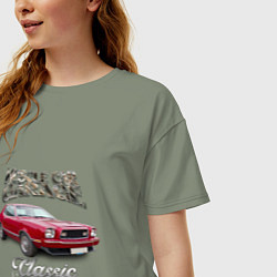 Футболка оверсайз женская Маслкар Ford Mustang, цвет: авокадо — фото 2