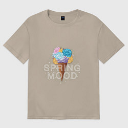 Футболка оверсайз женская Букет мороженного, цвет: миндальный