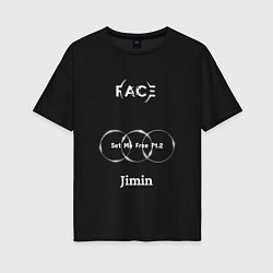 Футболка оверсайз женская JIMIN FACE Set Me Free, цвет: черный