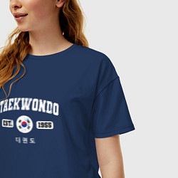 Футболка оверсайз женская Тхэквондо varsity style, цвет: тёмно-синий — фото 2
