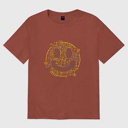 Футболка оверсайз женская Техно смайл, цвет: кирпичный