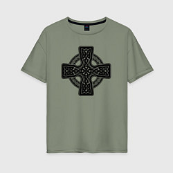 Футболка оверсайз женская Кельтский крест, цвет: авокадо